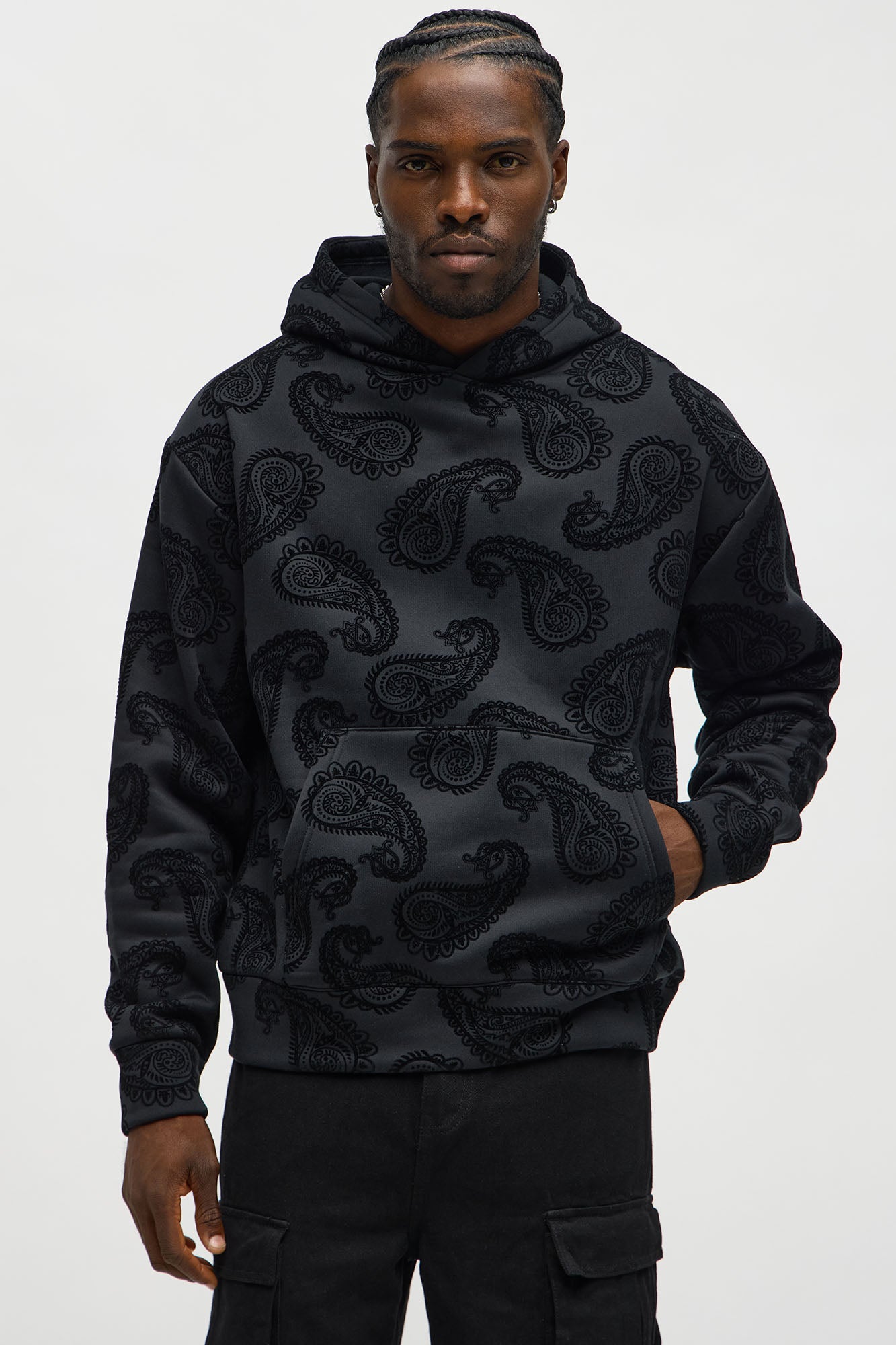 Paisley Flock Hoodie - Black Fashion Nova