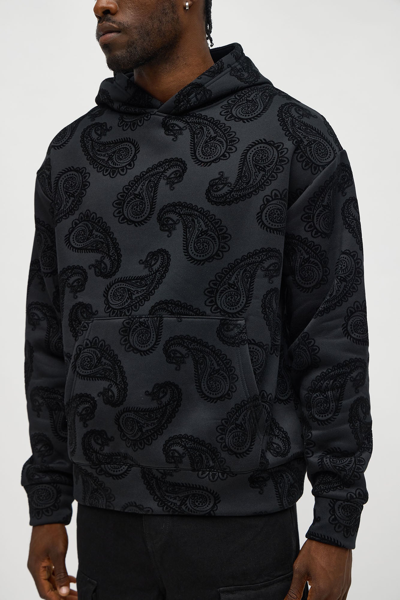 Paisley Flock Hoodie - Black Fashion Nova
