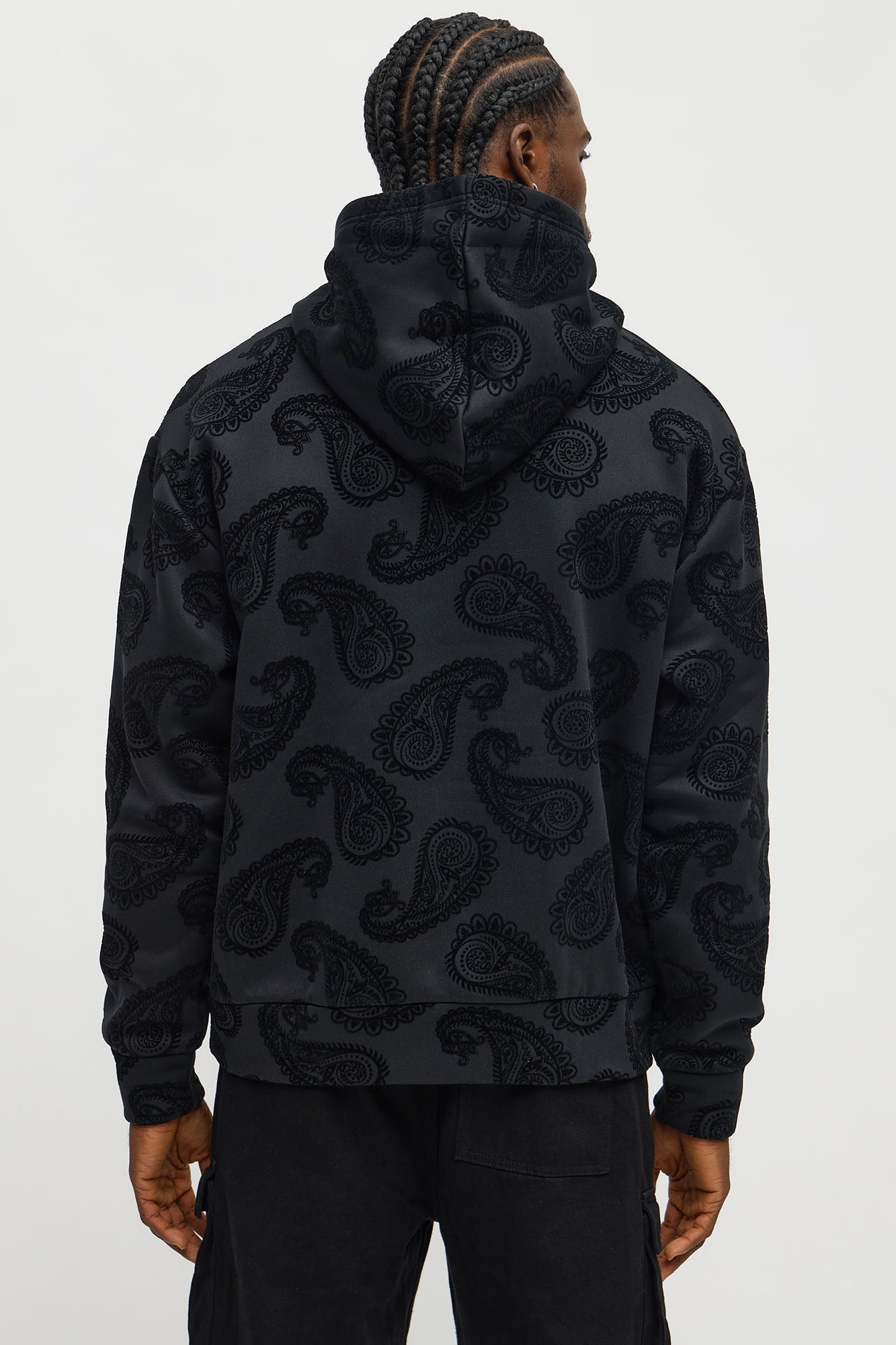 Paisley Flock Hoodie - Black Fashion Nova