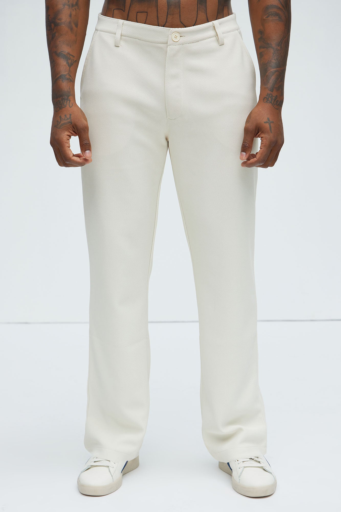 Turner Straight Trousers - Cream Fashion Nova