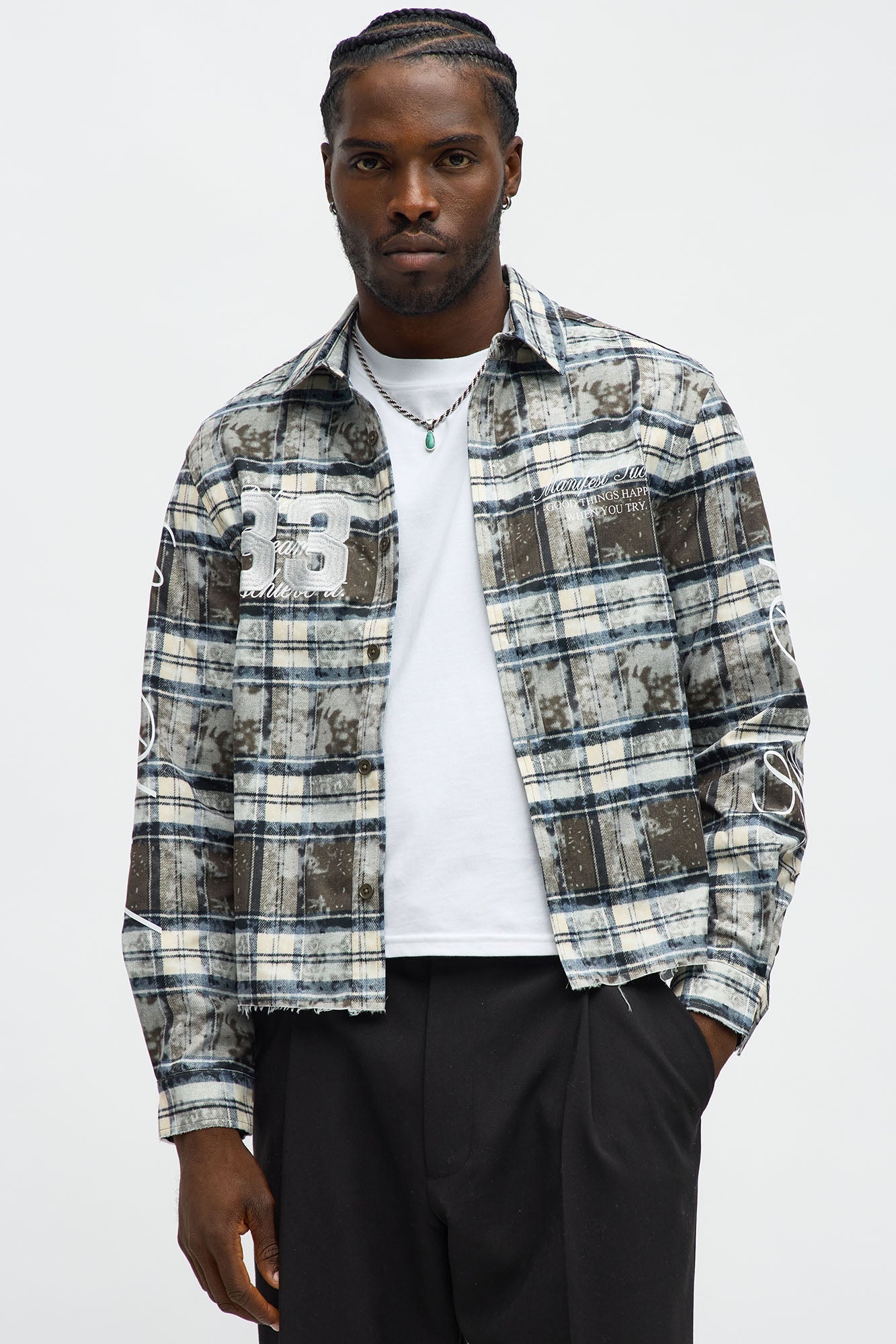 Cropped Manifest Button Up Shirt - Olive Fashion Nova
