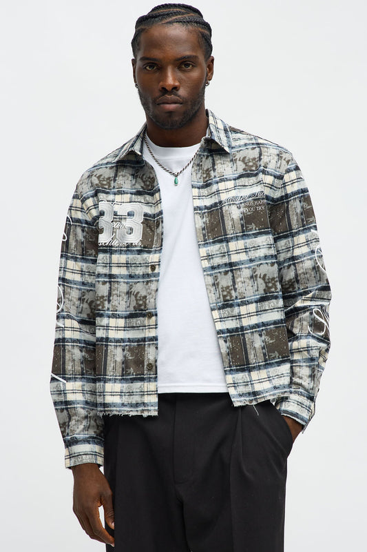 Cropped Manifest Button Up Shirt - Olive Fashion Nova