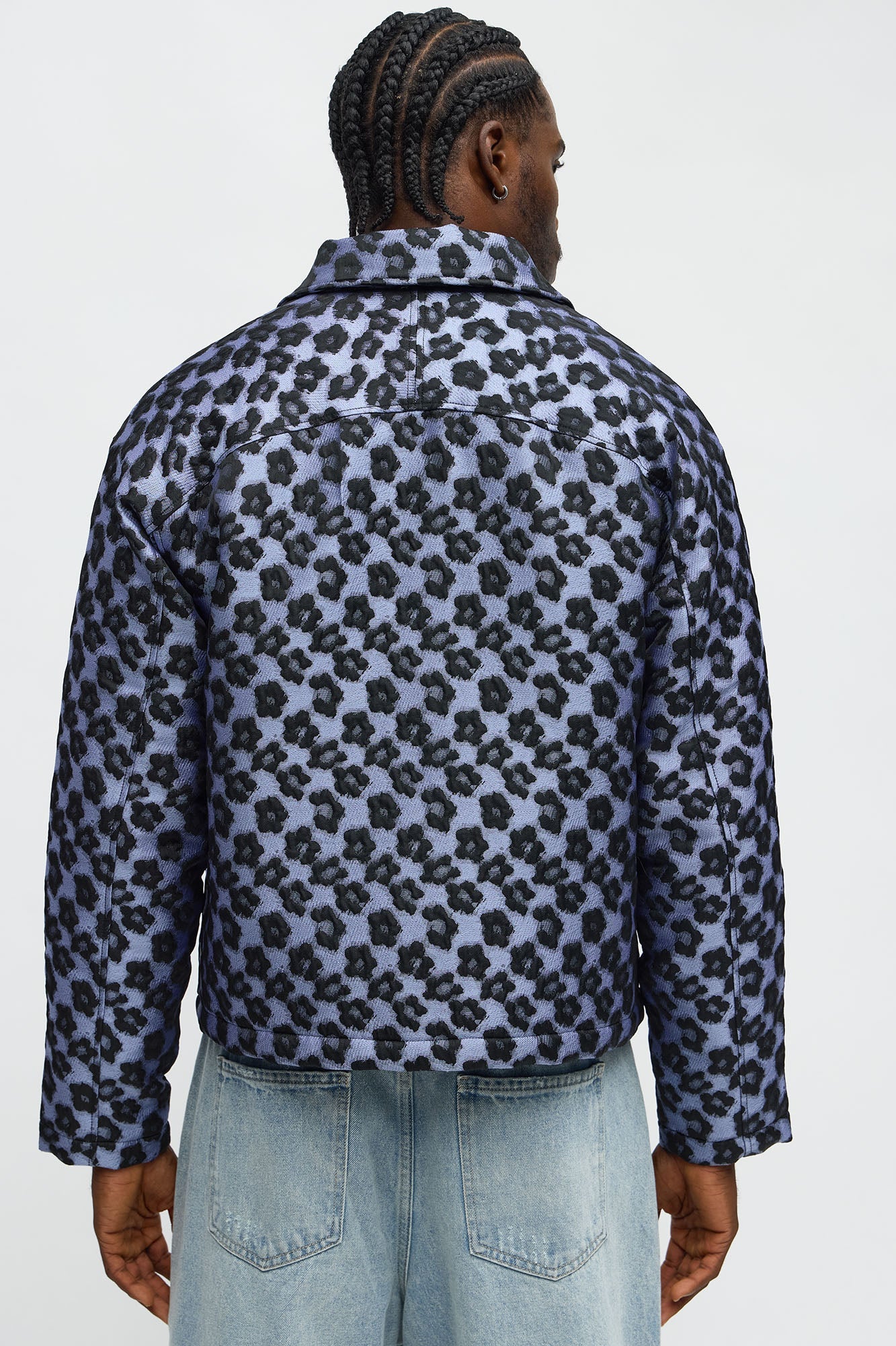 Relaxed Cropped Floral Jacquard Work Jacket - Purple Fashion Nova