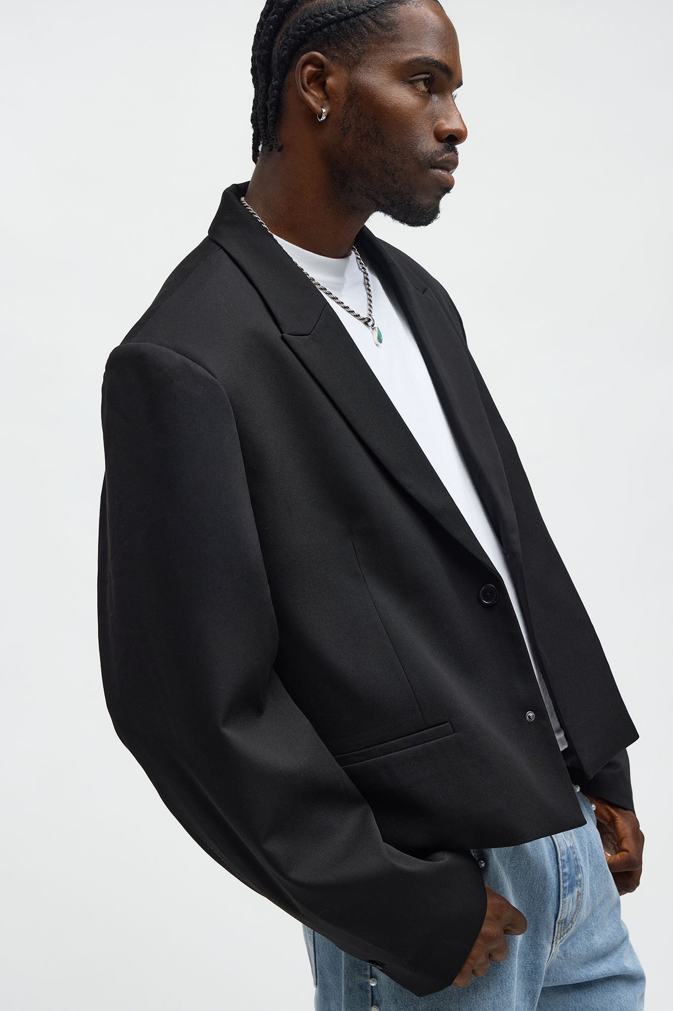 Gabardine Super Cropped Single Breasted Blazer - Black Fashion Nova