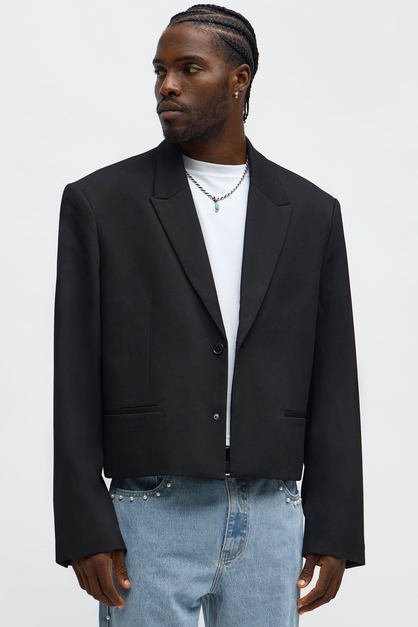 Gabardine Super Cropped Single Breasted Blazer - Black Fashion Nova