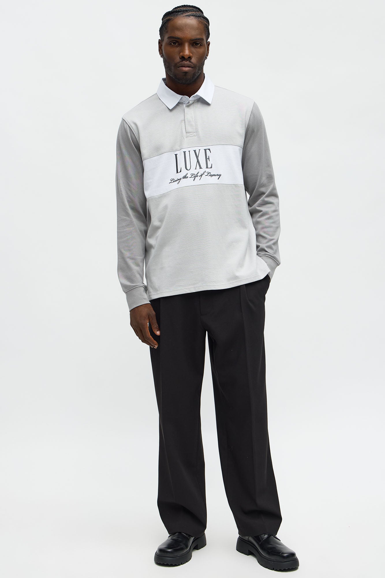 Luxe Long Sleeve Polo - Grey Fashion Nova