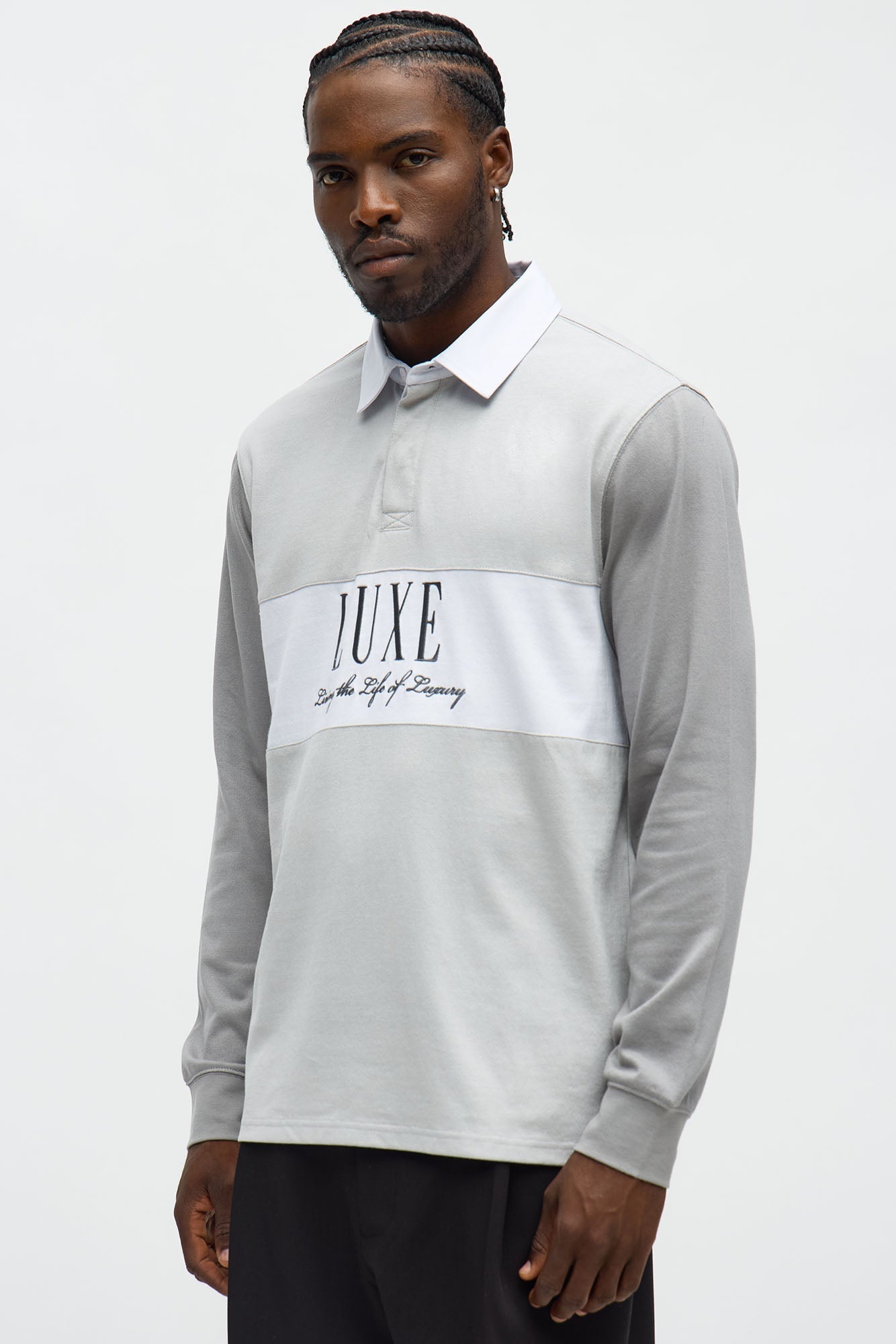 Luxe Long Sleeve Polo - Grey Fashion Nova