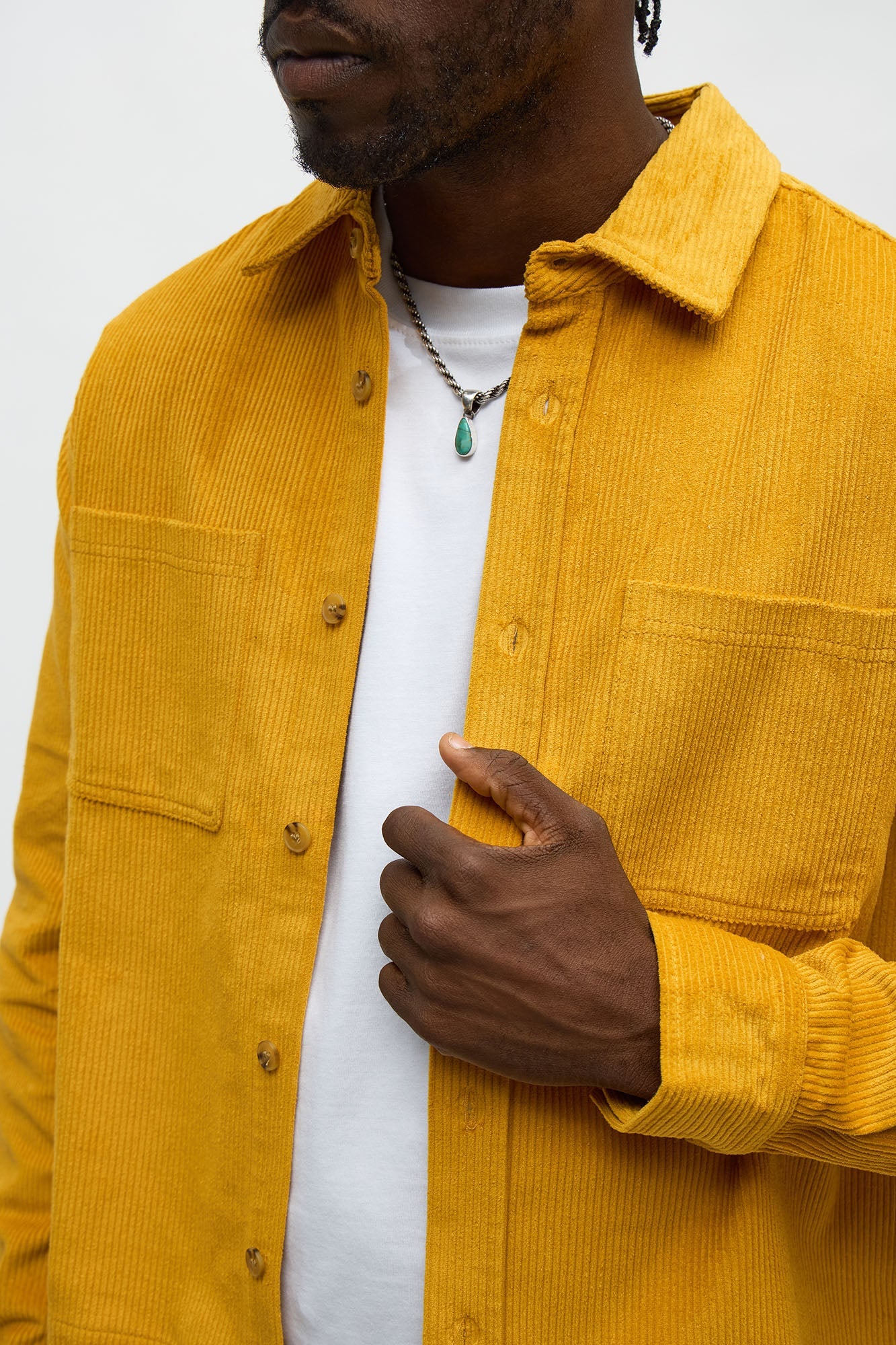 Cropped Corduroy Button Up Shirt - Mustard Fashion Nova