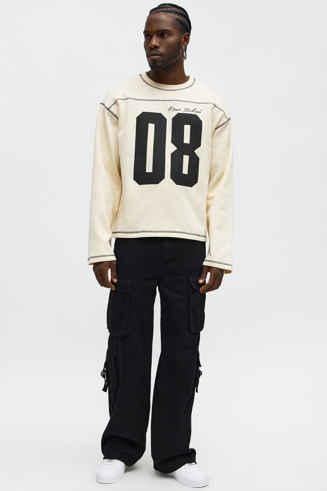 Crazy 8 Crewneck Sweatshirt - Cream Fashion Nova