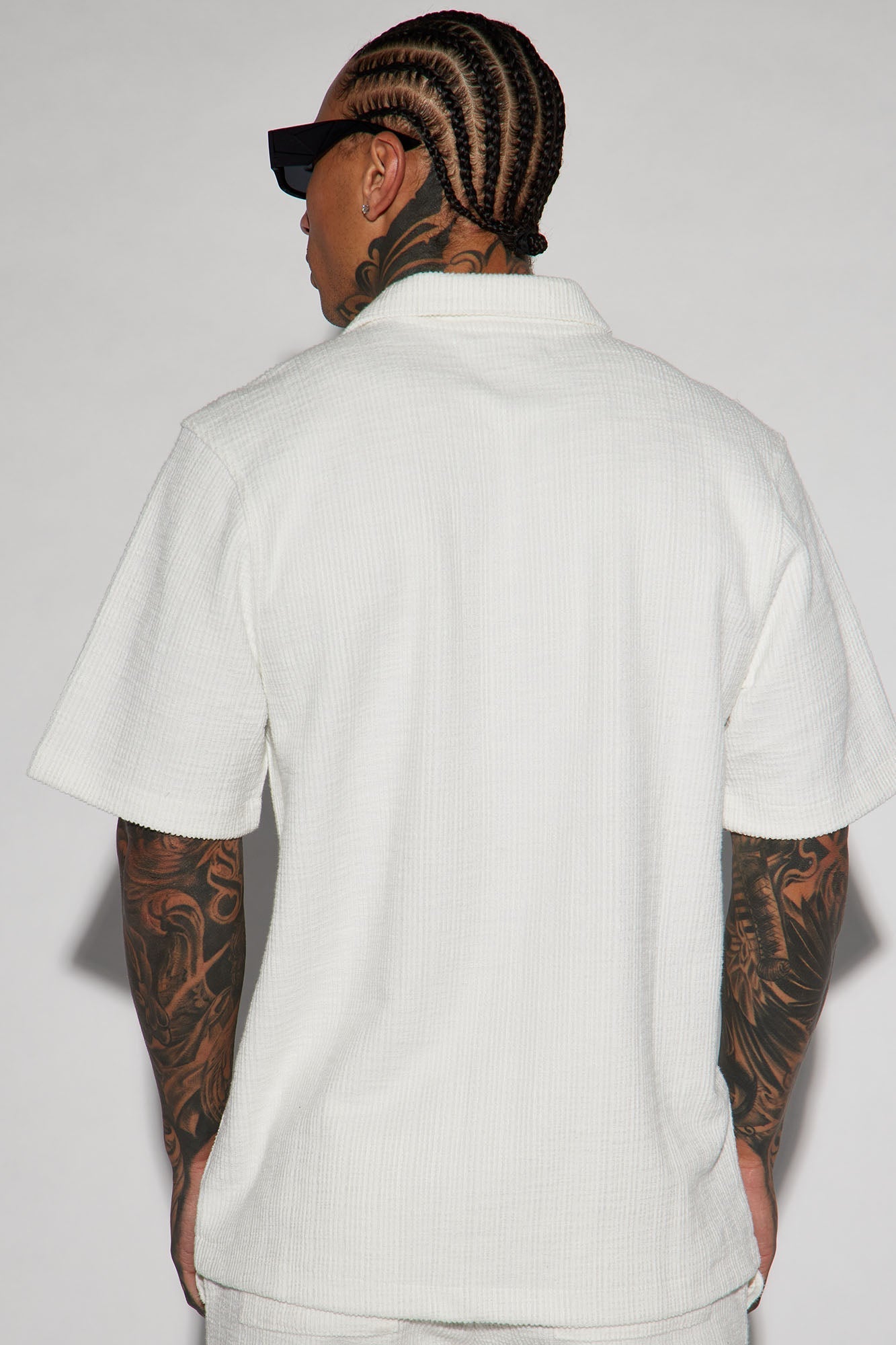 Dean Textured Short Sleeve Button Up Shirt - White Fashion Nova