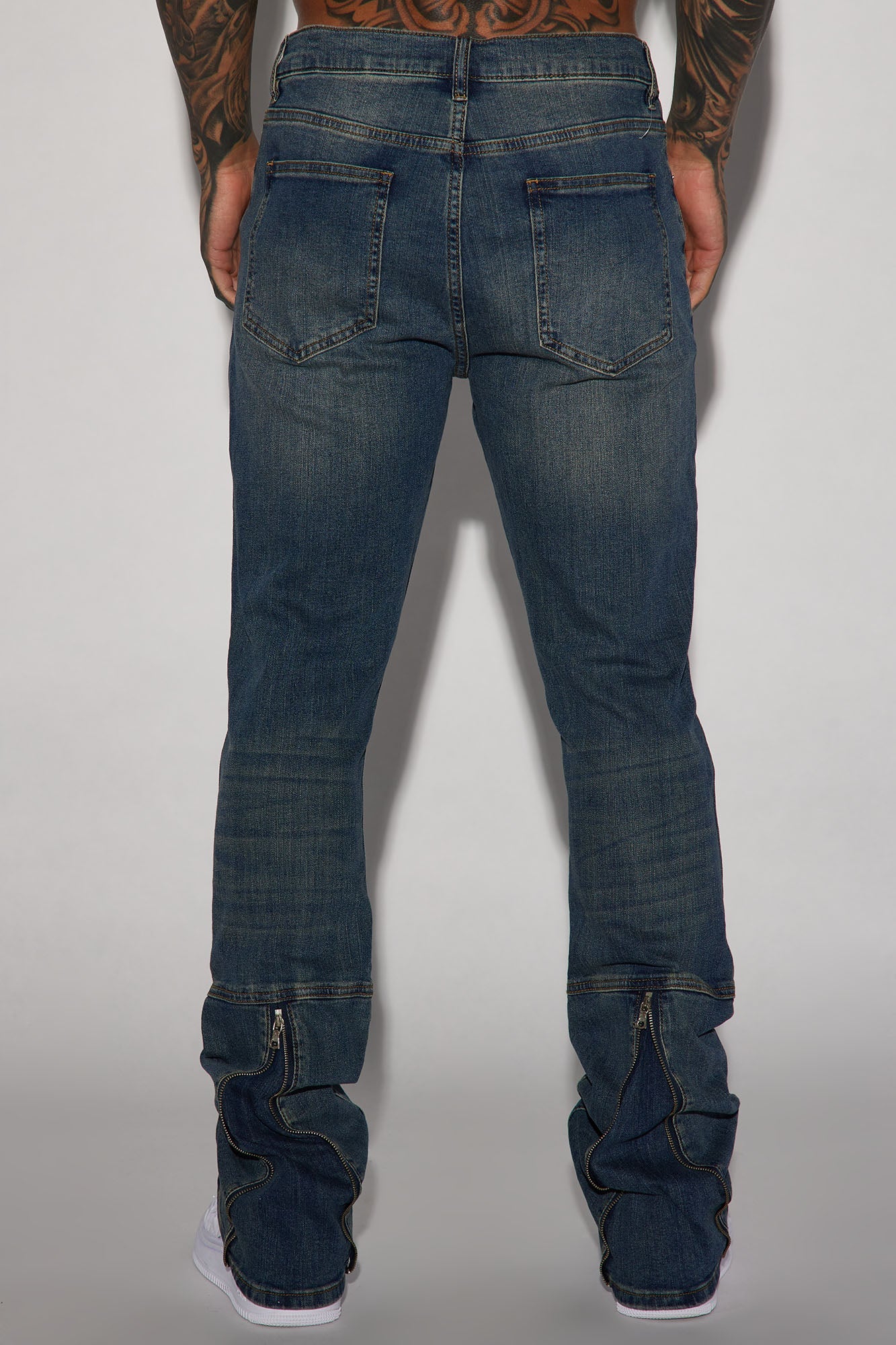 Drop Top Back Zip Stacked Skinny Jeans - Vintage Blue Wash Fashion Nova