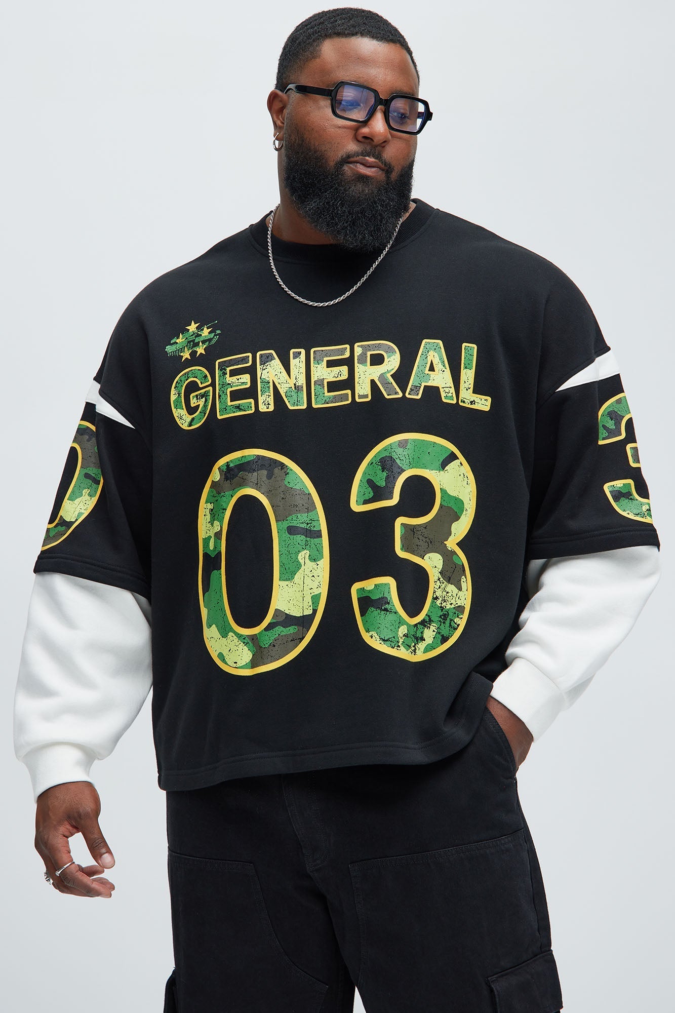 Tyson General Soldier Long Sleeve Tee - Black/combo Fashion Nova