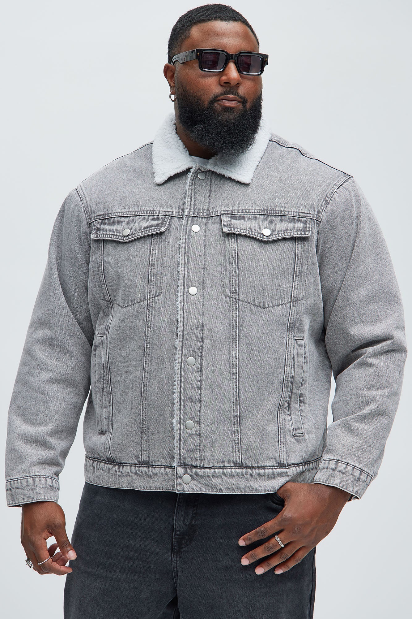 Street Dreams Sherpa Collar Jacket - Grey/combo Fashion Nova