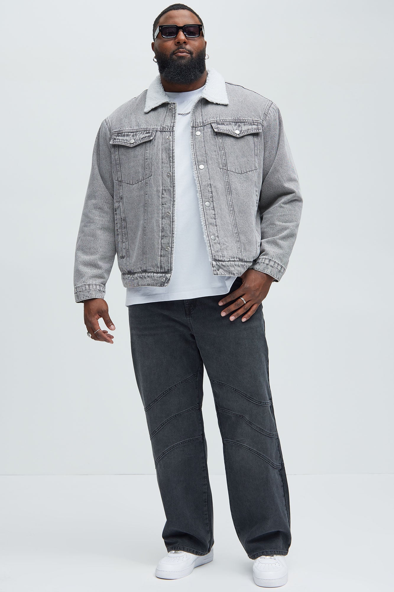 Street Dreams Sherpa Collar Jacket - Grey/combo Fashion Nova