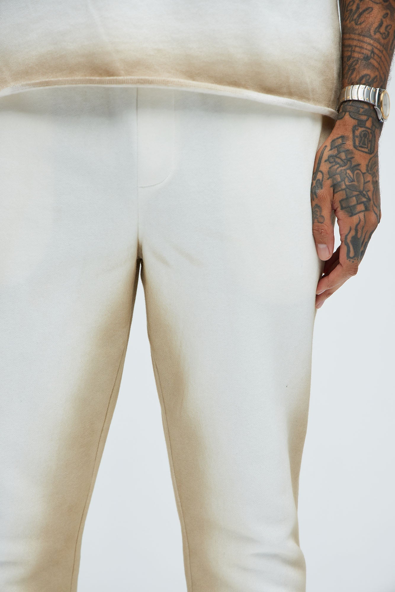 Tyson Blurred Lines Skinny Flare Sweatpants - Cream Fashion Nova