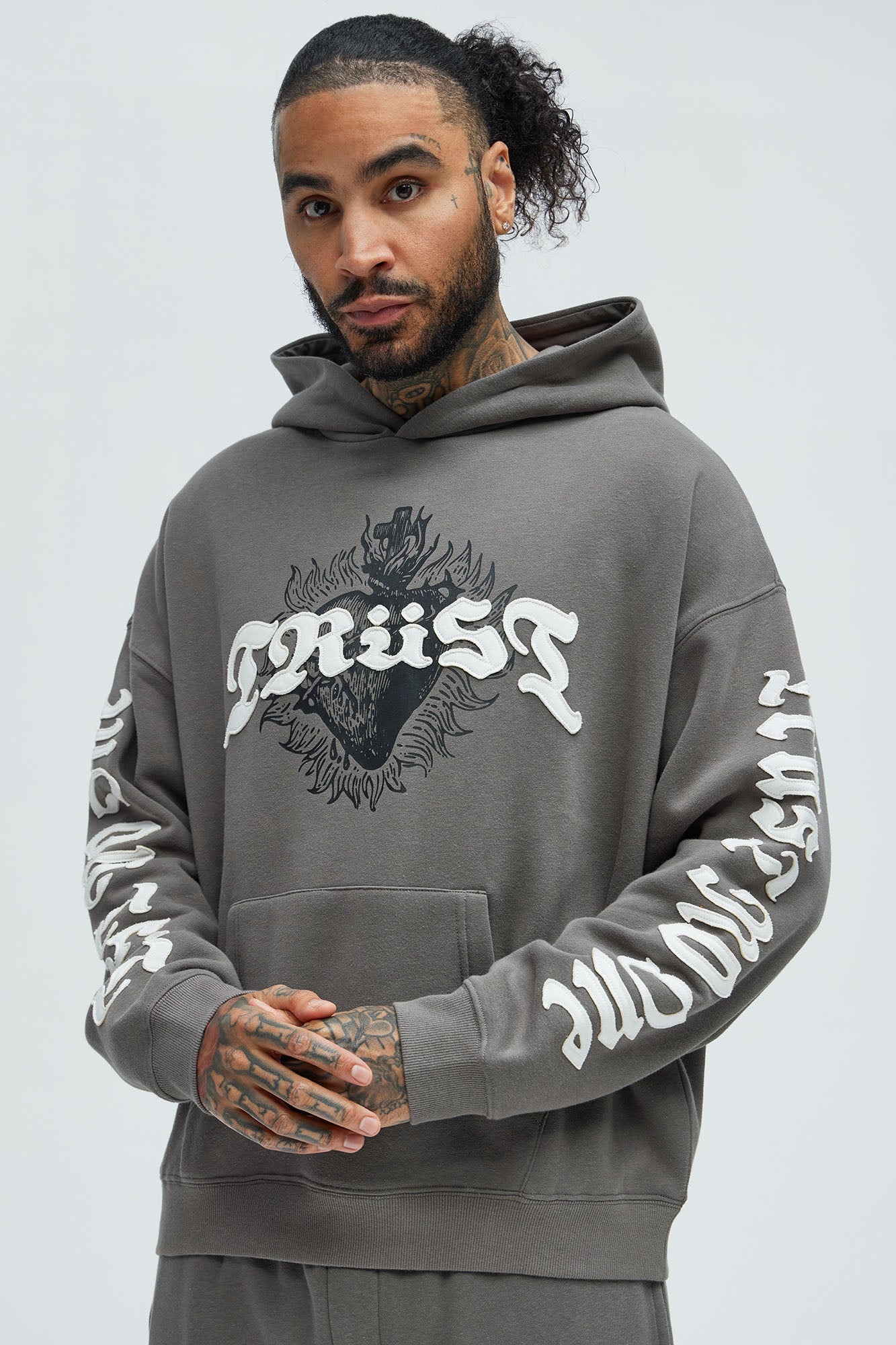 Tyson Trust Issues Oversized Hoodie - Grey Fashion Nova