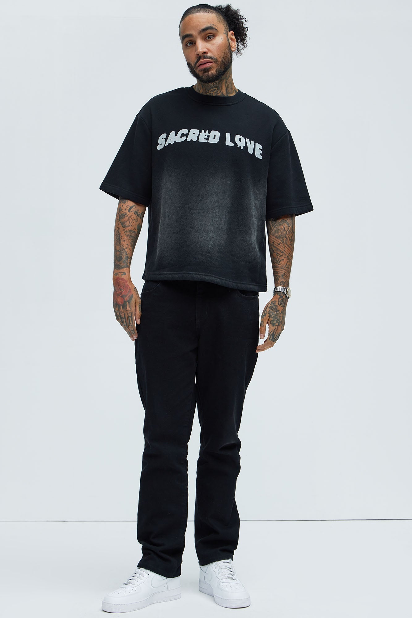 Tyson Sacred Love Relaxed Short Sleeve Tee - Black Fashion Nova