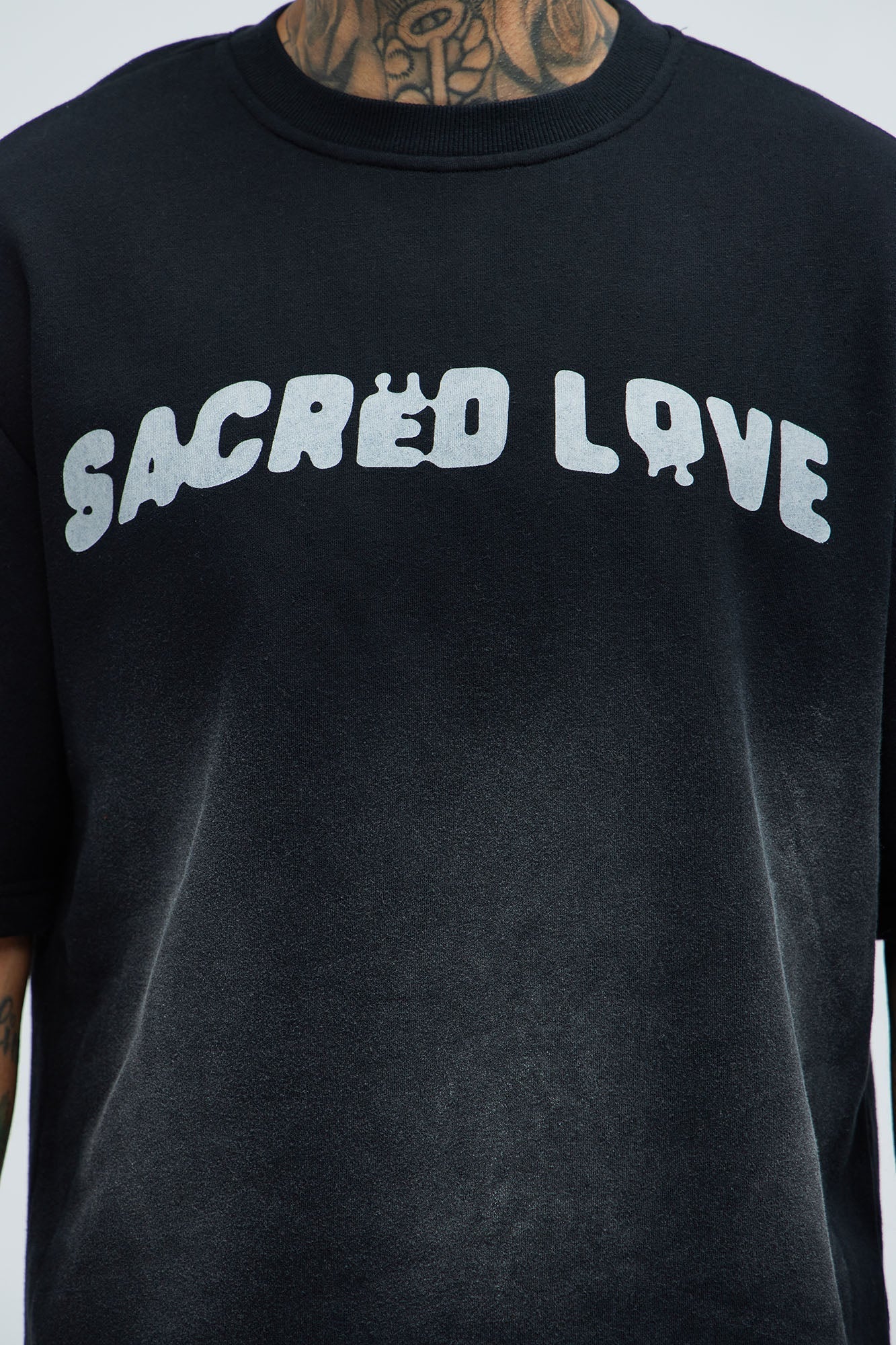 Tyson Sacred Love Relaxed Short Sleeve Tee - Black Fashion Nova