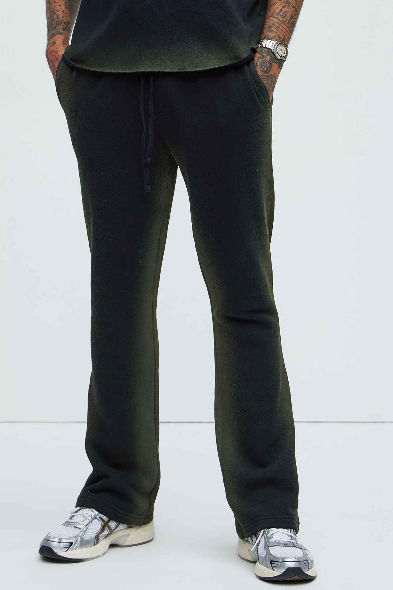 Tyson Blurred Lines Skinny Flare Sweatpants - Black Fashion Nova