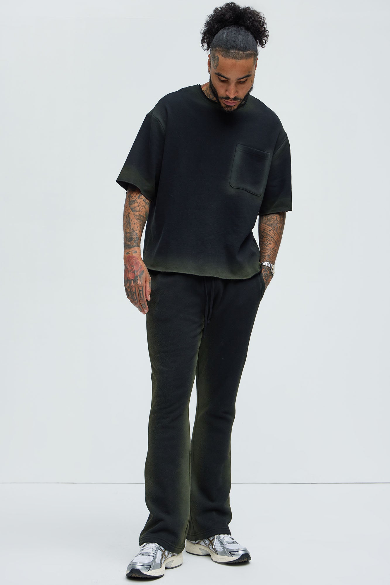 Tyson Blurred Lines Skinny Flare Sweatpants - Black Fashion Nova