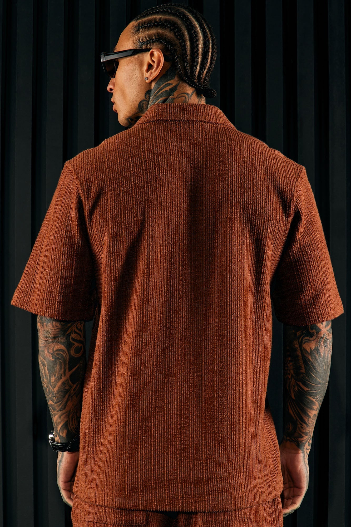 Dean Textured Short Sleeve Button Up Shirt - Chocolate Fashion Nova