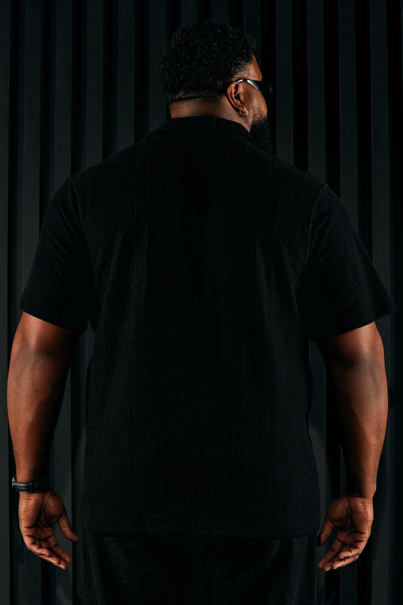 Dean Textured Short Sleeve Button Up Shirt - Black Fashion Nova