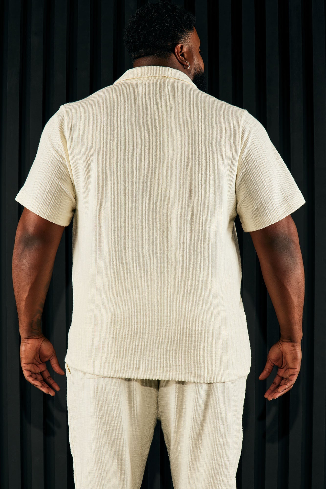 Dean Textured Short Sleeve Button Up Shirt - Cream Fashion Nova