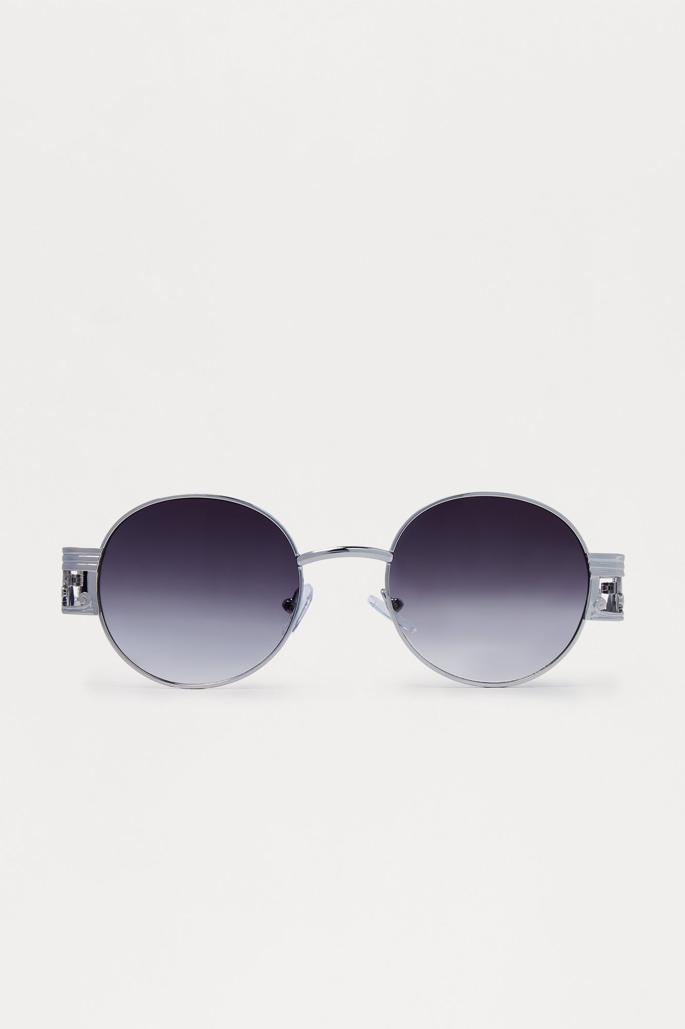 Sleek Oval Metal Frame Sunglasses - Black/Silver Fashion Nova