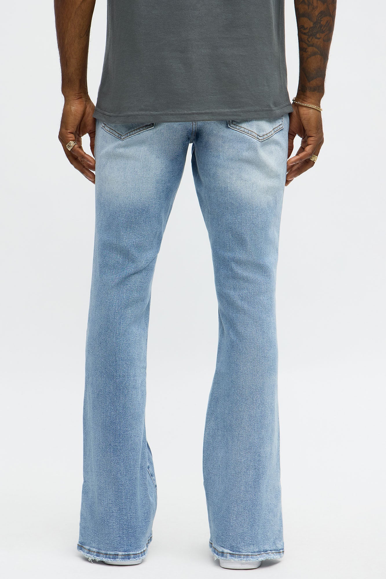 Stacked Skinny Flare Slit Rebel Against Distressed Jean - Light Wash Fashion Nova