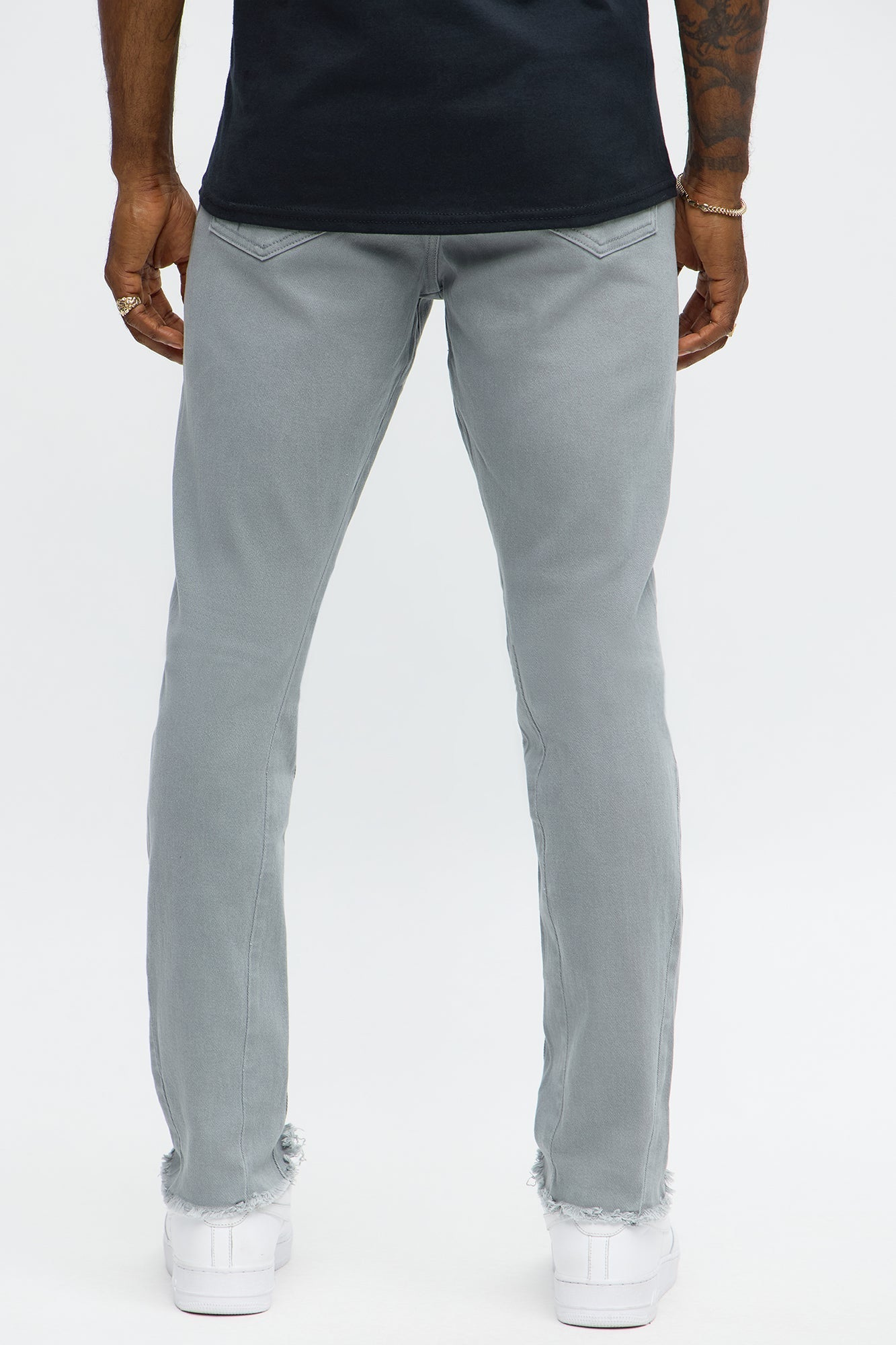 Stacked Skinny Staying Busy Distressed Pant - Grey Fashion Nova