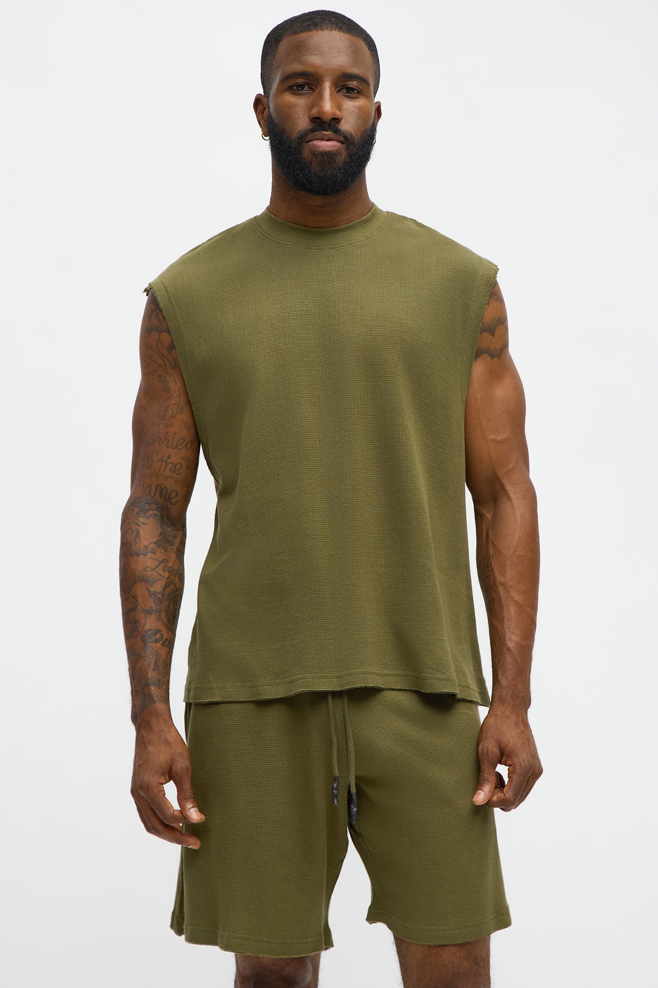 Waffle Texture Matching Lounge Set - Olive Fashion Nova
