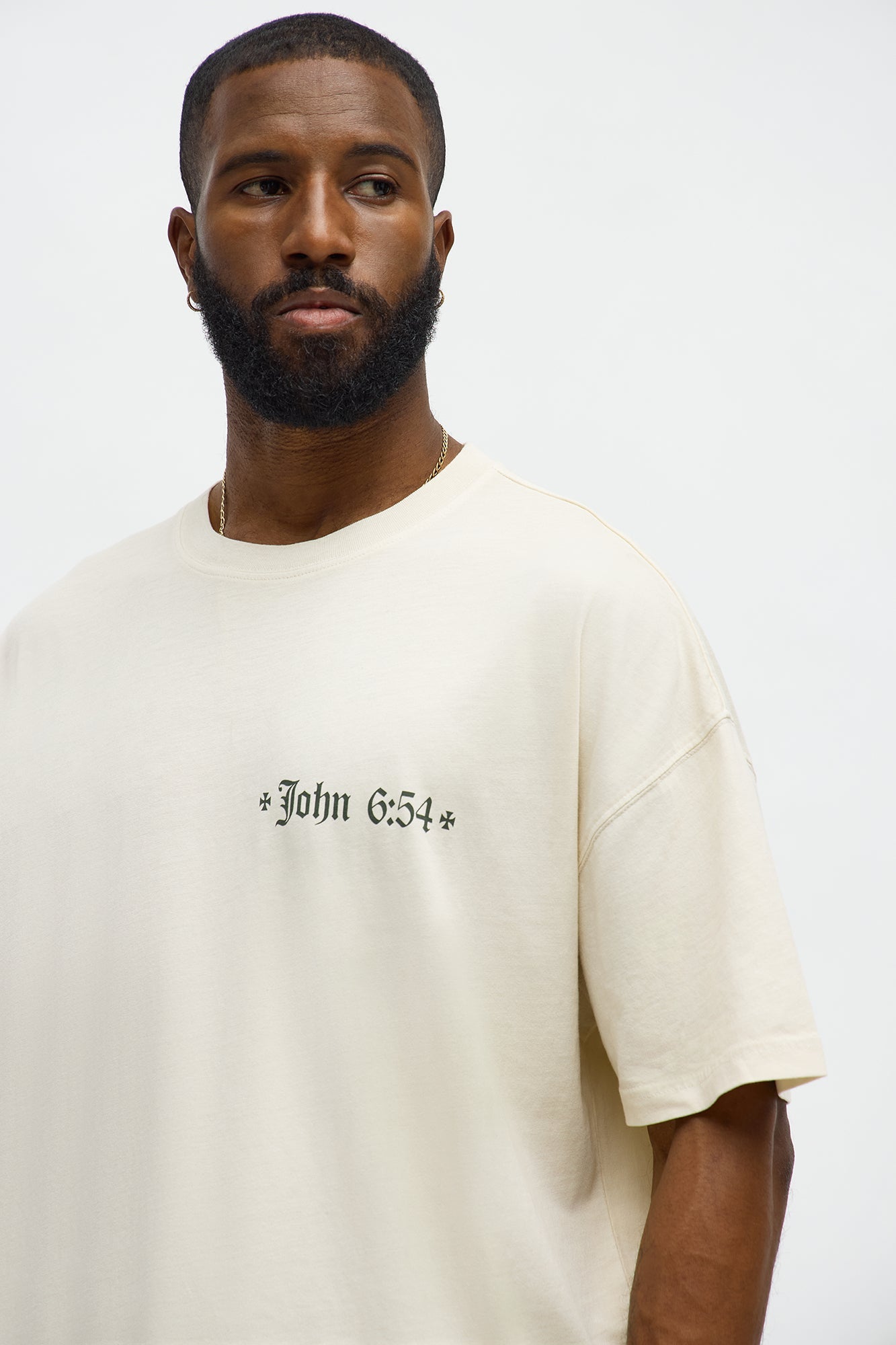 John 6 Verse 54 Oversized Short Sleeve Tee - Cream Fashion Nova
