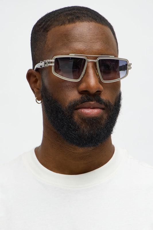 Engineered Aviator Metal Frame Sunglasses - Black/Silver Fashion Nova