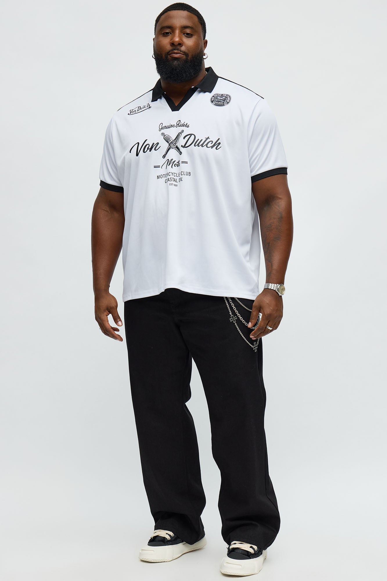 Von Dutch Polo Jersey - White/Black Fashion Nova