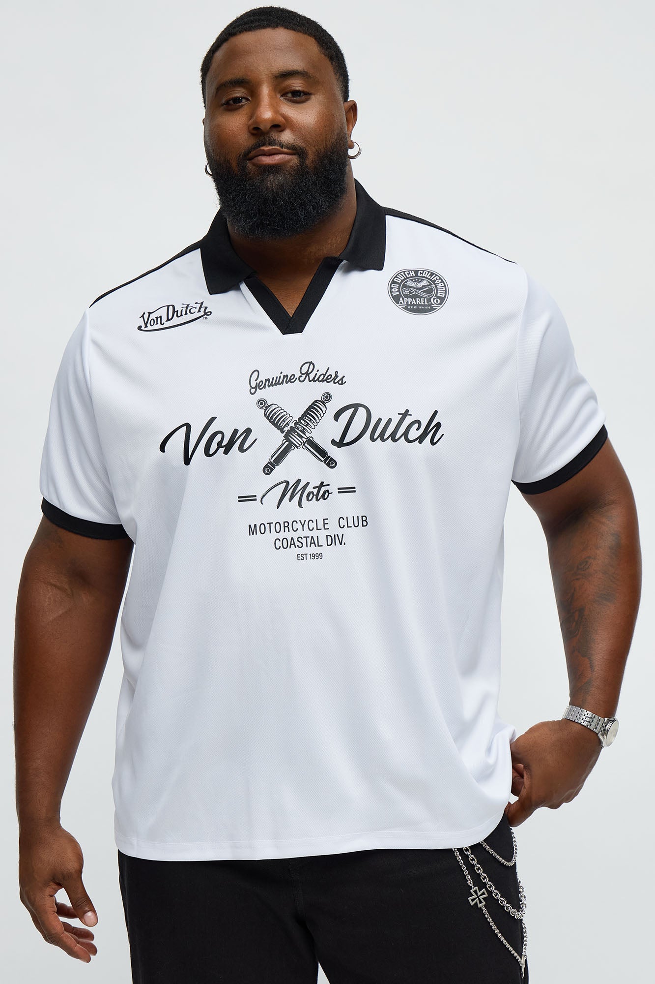 Von Dutch Polo Jersey - White/Black Fashion Nova