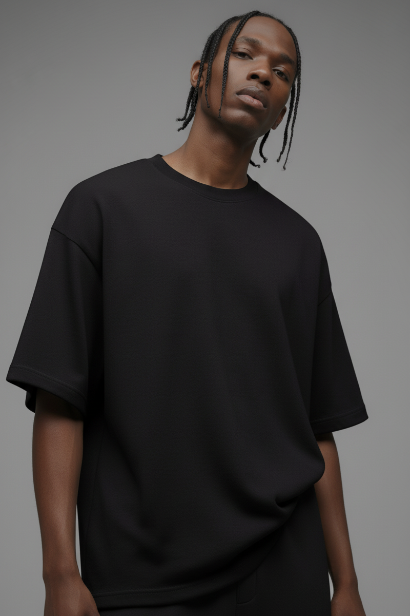 410 Oversized Fleece Tee - Black Fashion Nova