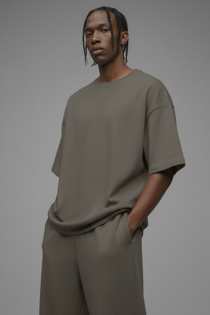 410 Oversized Fleece Tee - Moss Grey Fashion Nova