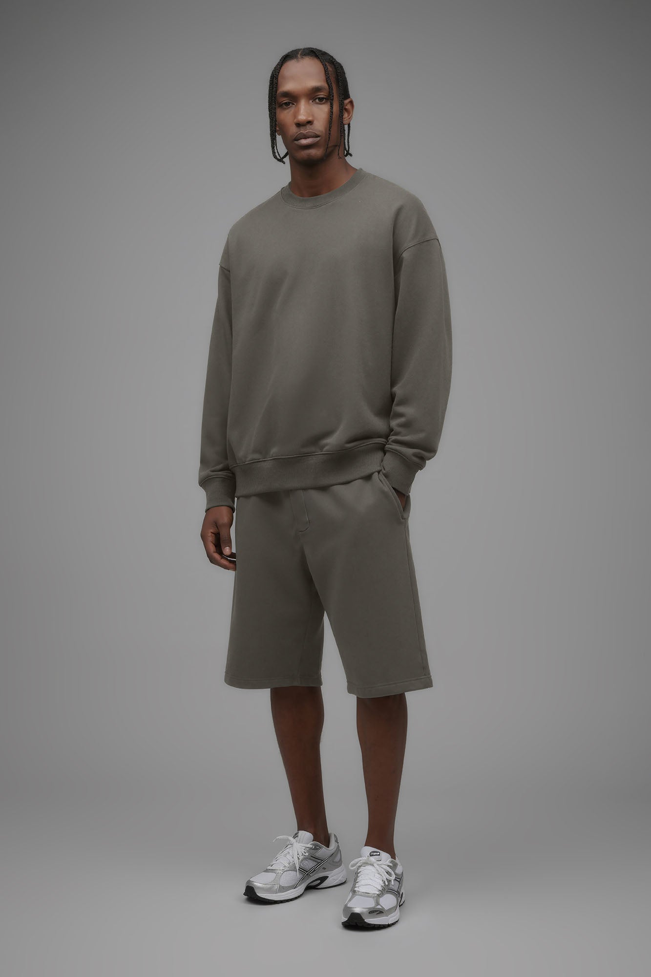 410 Oversized Crewneck - Moss Grey Fashion Nova