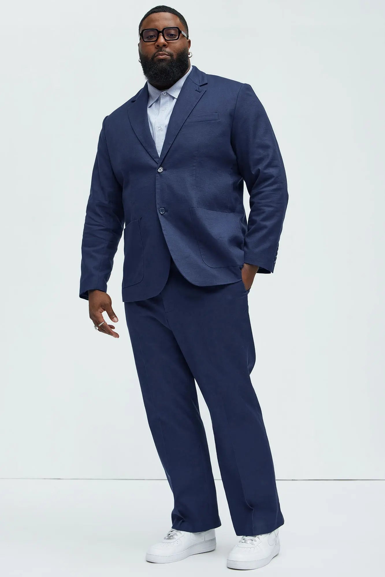 Travis Solid Texture Blazer - Navy Fashion Nova