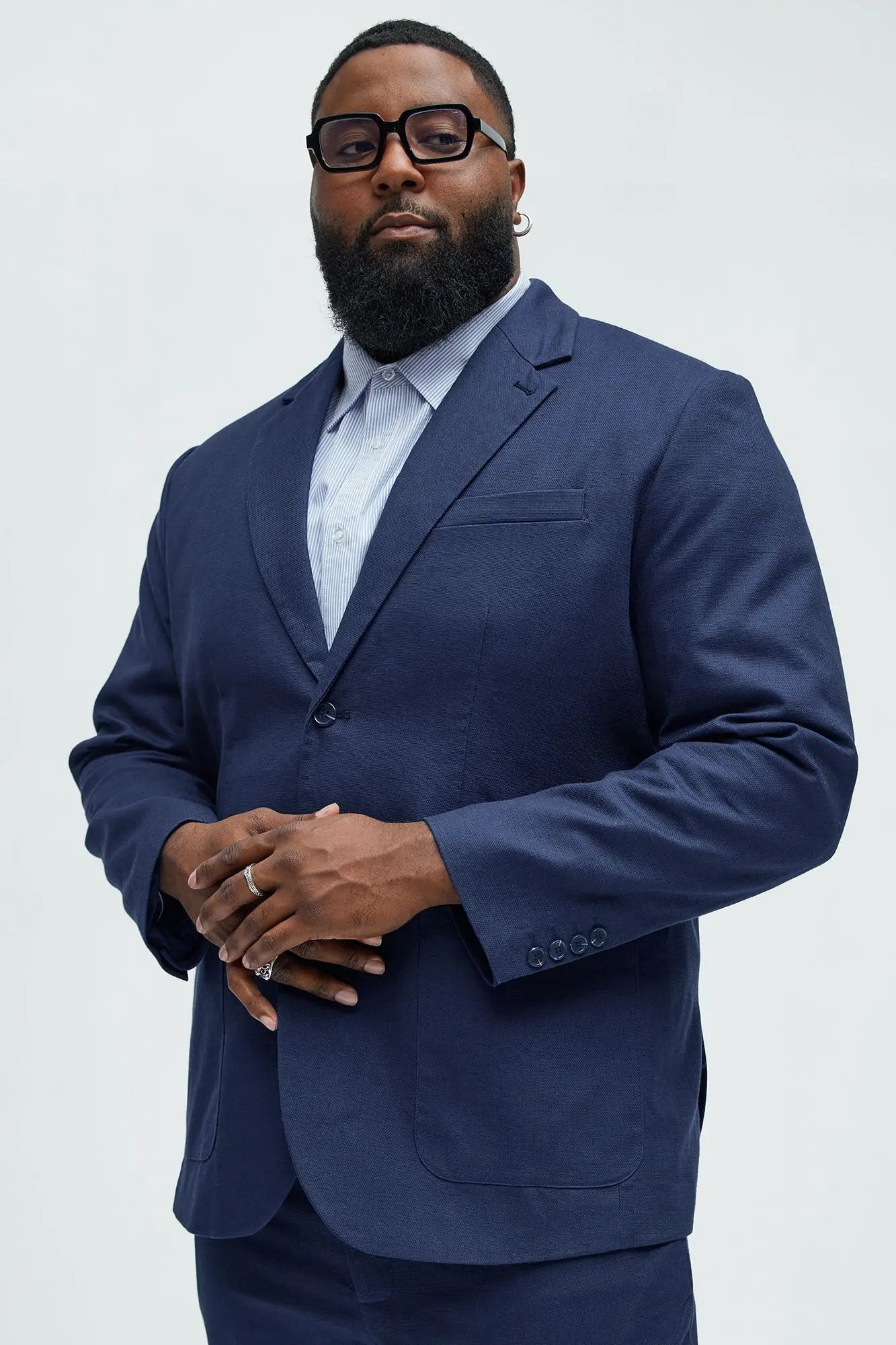 Travis Solid Texture Blazer - Navy Fashion Nova