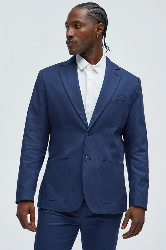 Travis Solid Texture Blazer - Navy Fashion Nova