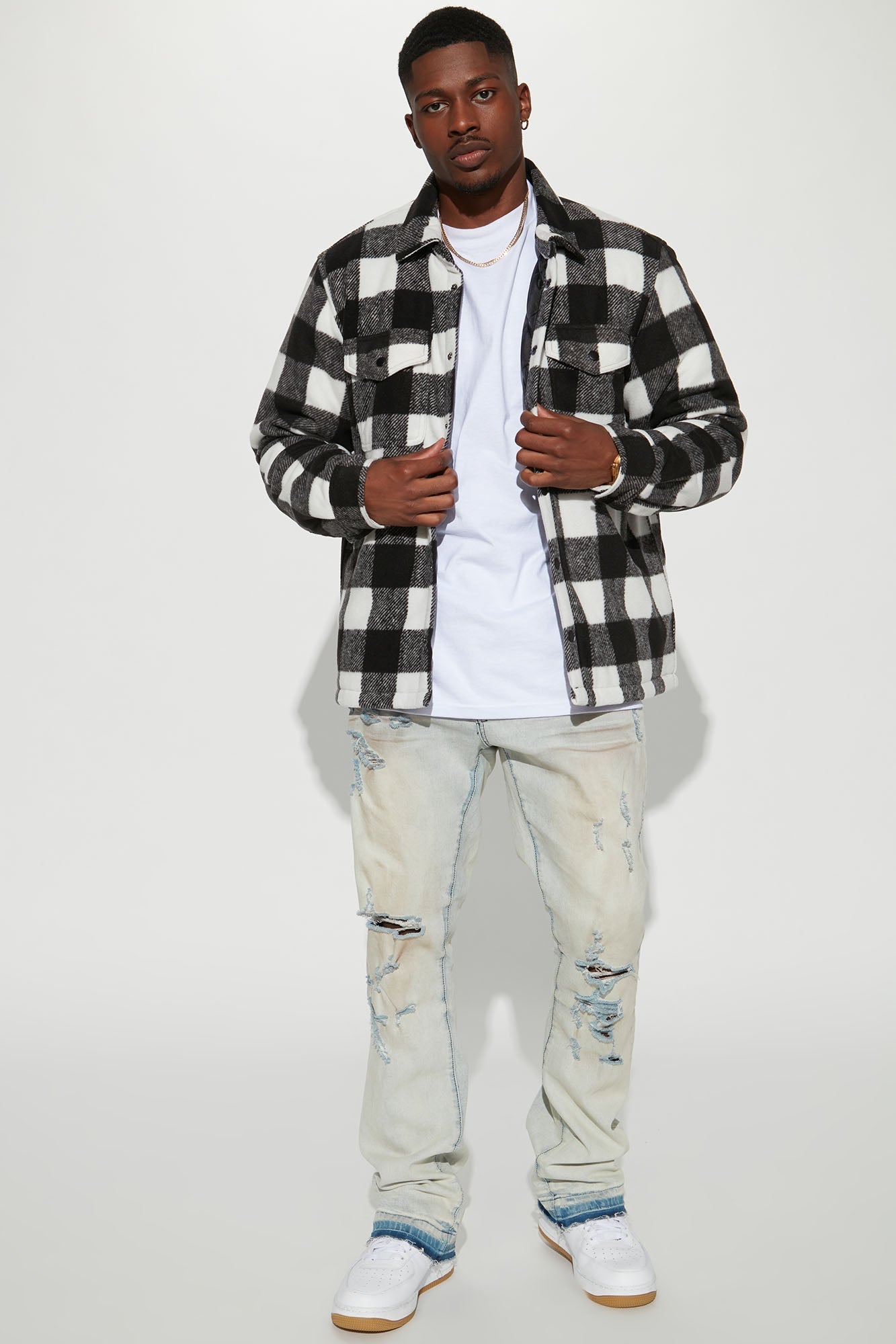 Lumber Flannel Shacket - Black/combo Fashion Nova