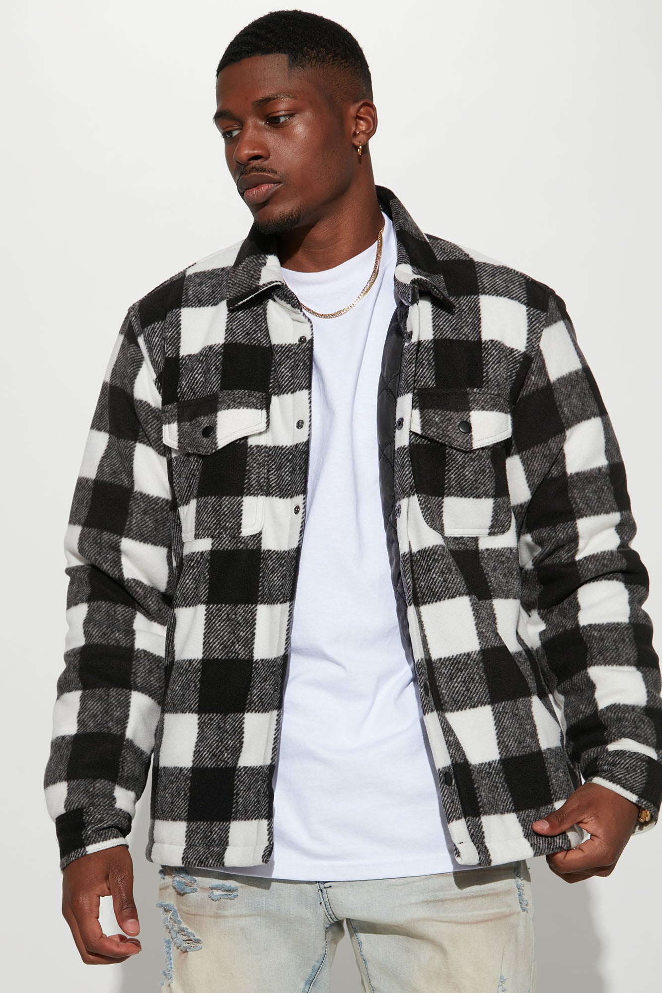 Lumber Flannel Shacket - Black/combo Fashion Nova