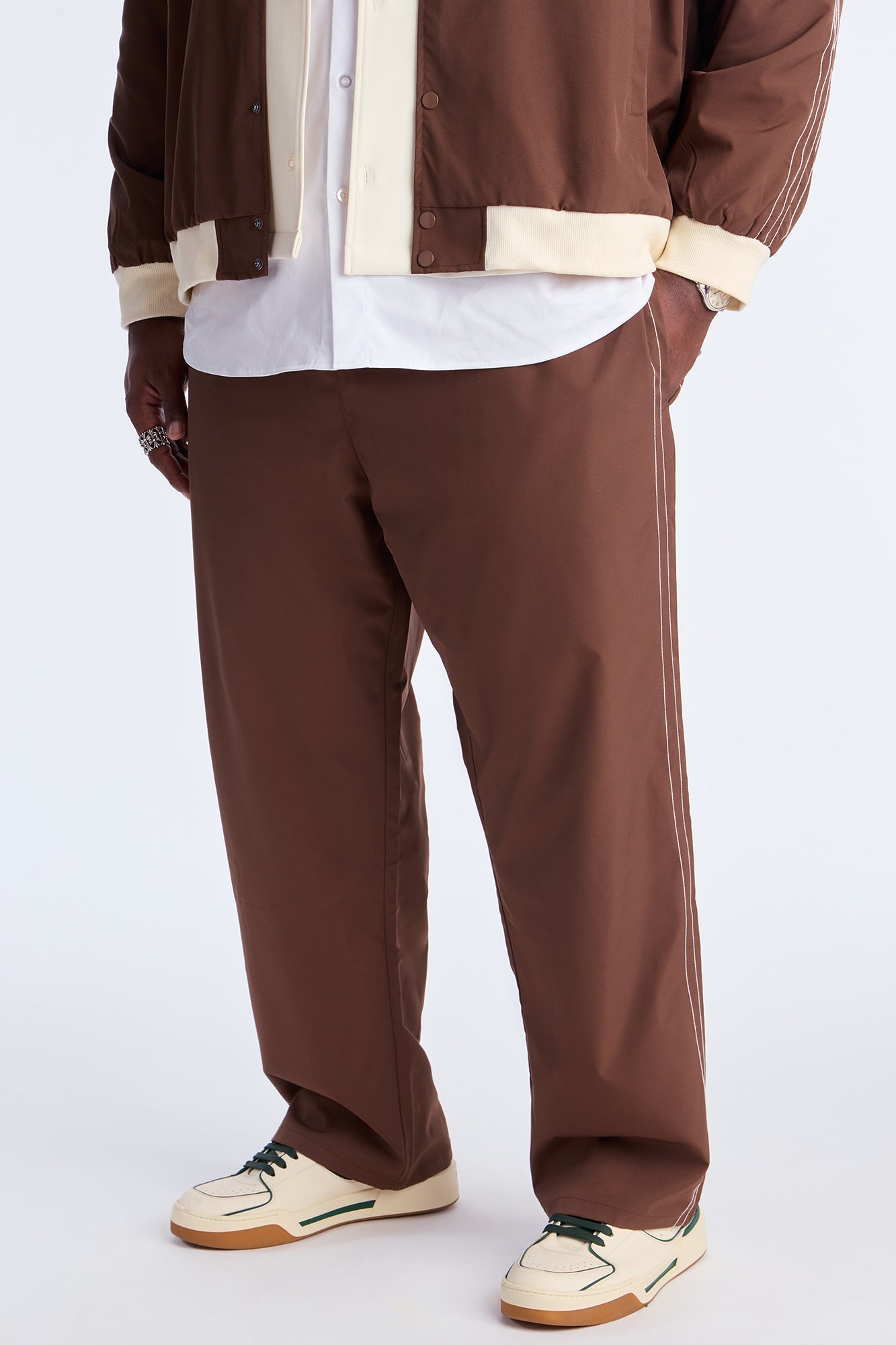 Straight Suit Up Contrast Tipped Pant - Brown Fashion Nova