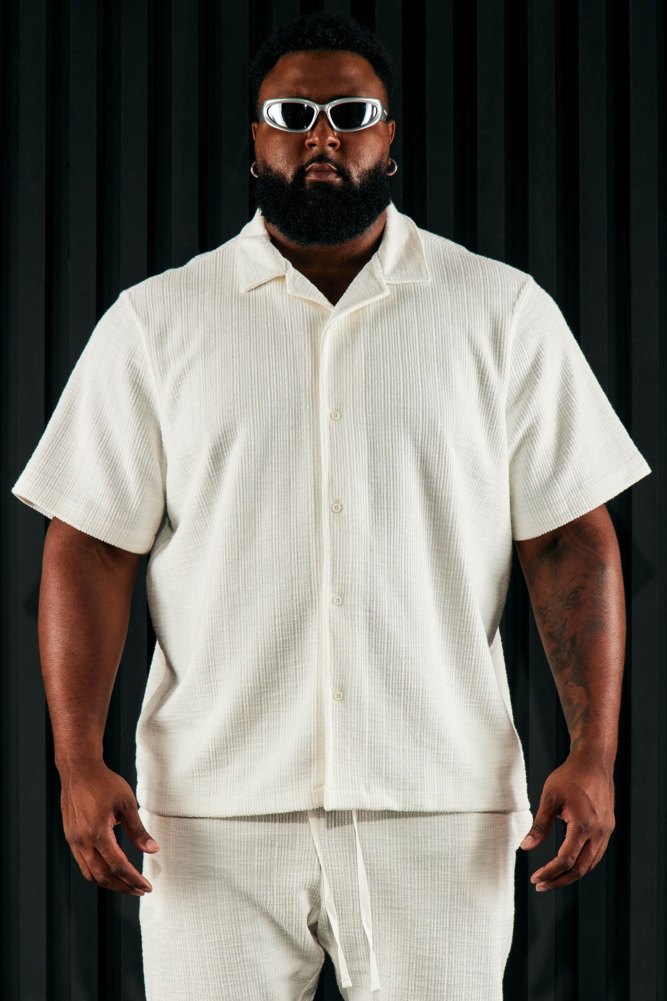 Dean Textured Short Sleeve Button Up Shirt - White Fashion Nova
