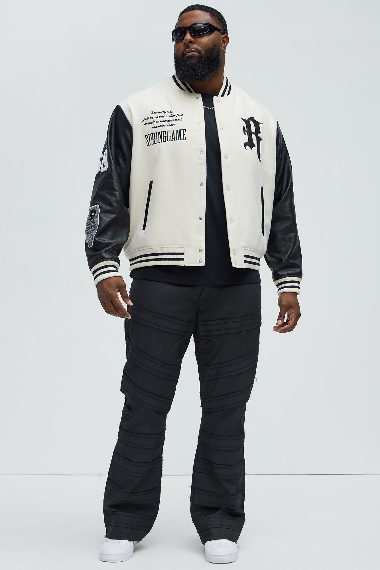 Spring Game Varsity Jacket - Cream Fashion Nova