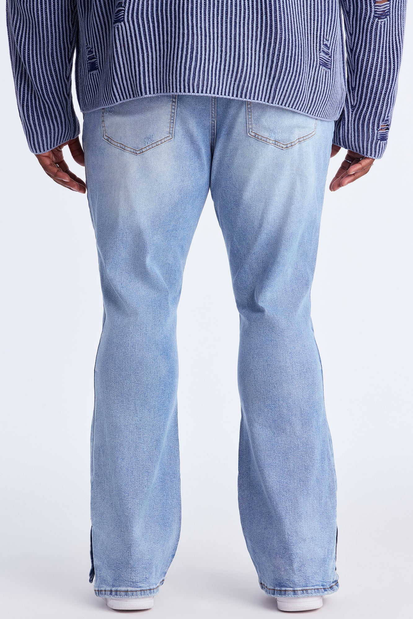 Stacked Skinny Flare Slit Rebel Against Distressed Jean - Light Wash Fashion Nova