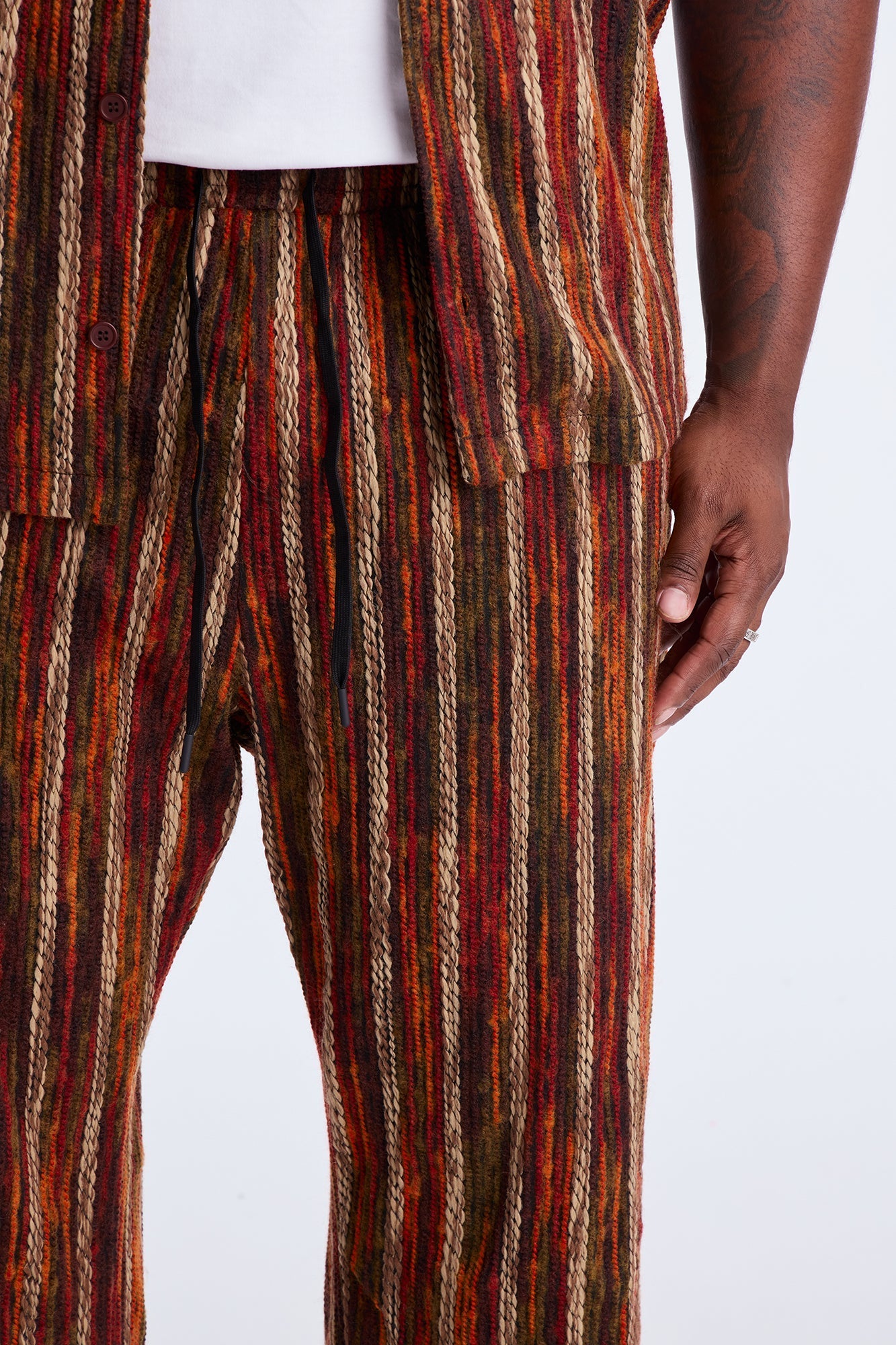 Straight Melange Yarn Knit Pant - Brown/combo Fashion Nova