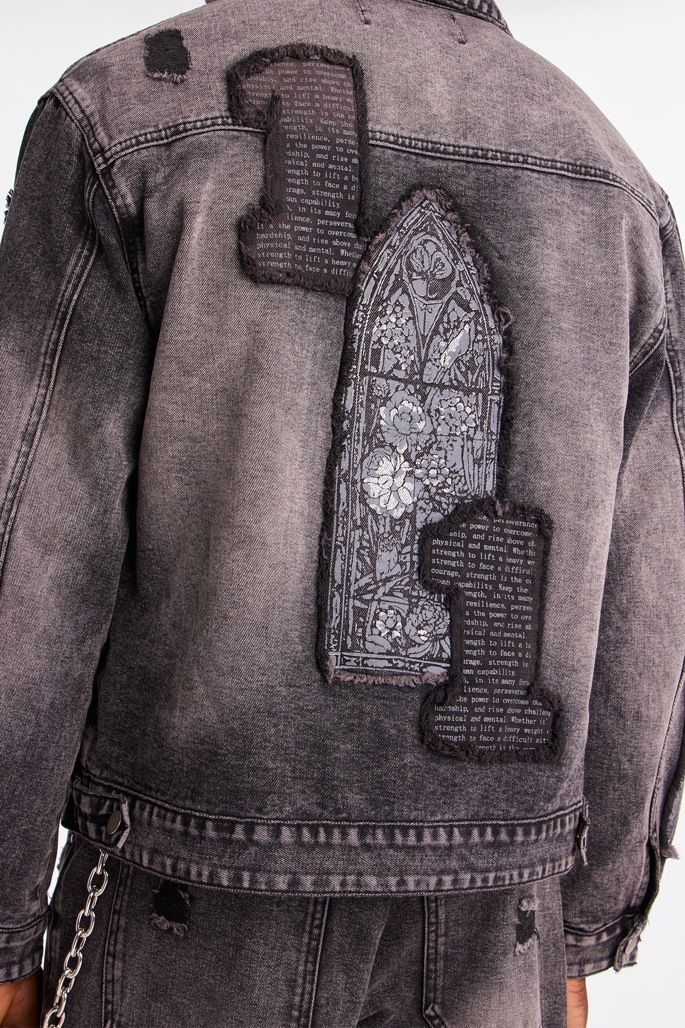 In Due Time Patched Distressed Denim Trucker Jacket - Black Wash Fashion Nova