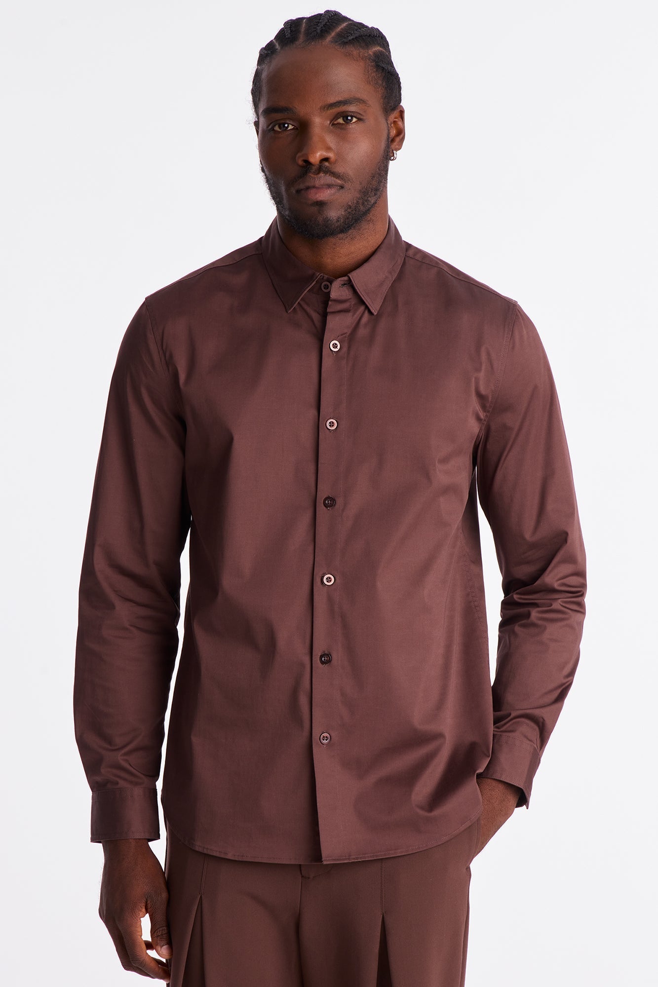 Luxe Stretch Dress Shirt - Brown Fashion Nova